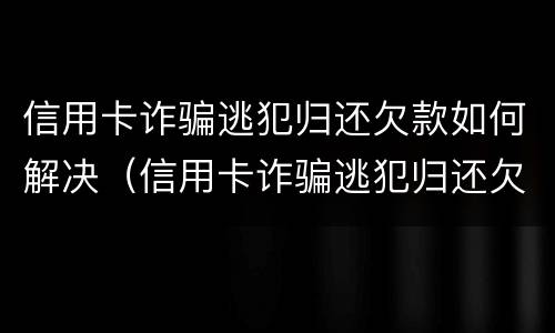 信用卡诈骗逃犯归还欠款如何解决（信用卡诈骗逃犯归还欠款如何解决问题）