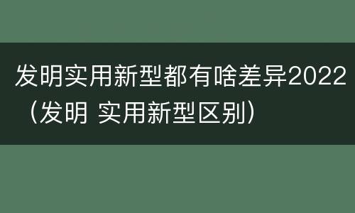 发明实用新型都有啥差异2022（发明 实用新型区别）