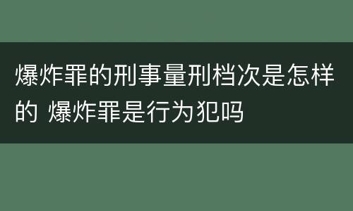 爆炸罪的刑事量刑档次是怎样的 爆炸罪是行为犯吗