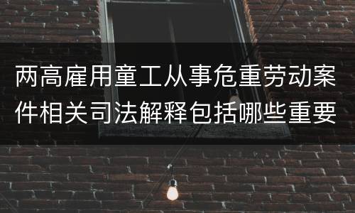 两高雇用童工从事危重劳动案件相关司法解释包括哪些重要内容