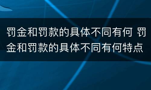 罚金和罚款的具体不同有何 罚金和罚款的具体不同有何特点