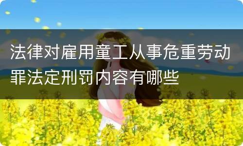 法律对雇用童工从事危重劳动罪法定刑罚内容有哪些