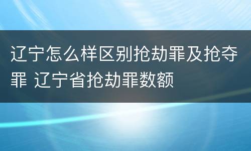 辽宁怎么样区别抢劫罪及抢夺罪 辽宁省抢劫罪数额