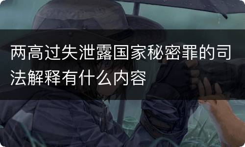 两高过失泄露国家秘密罪的司法解释有什么内容
