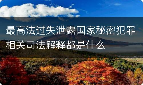 最高法过失泄露国家秘密犯罪相关司法解释都是什么