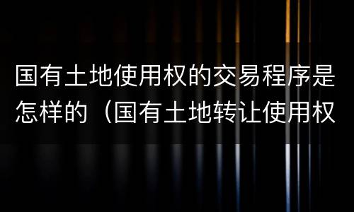 国有土地使用权的交易程序是怎样的（国有土地转让使用权的程序）