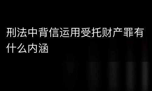 刑法中背信运用受托财产罪有什么内涵