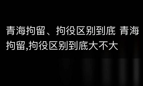 青海拘留、拘役区别到底 青海拘留,拘役区别到底大不大