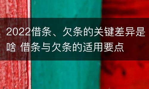 2022借条、欠条的关键差异是啥 借条与欠条的适用要点