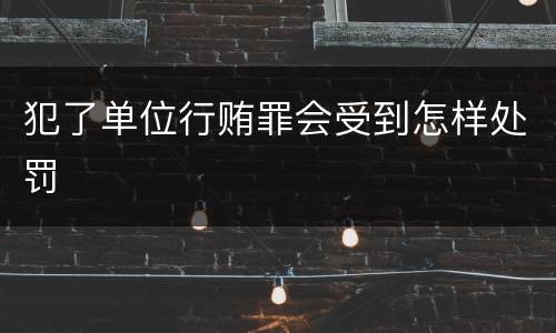 犯了单位行贿罪会受到怎样处罚
