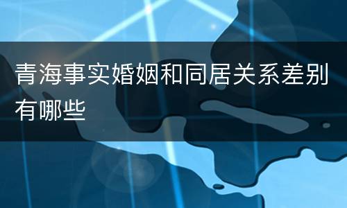 青海事实婚姻和同居关系差别有哪些