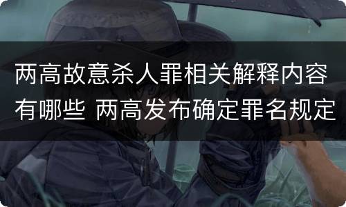 两高故意杀人罪相关解释内容有哪些 两高发布确定罪名规定