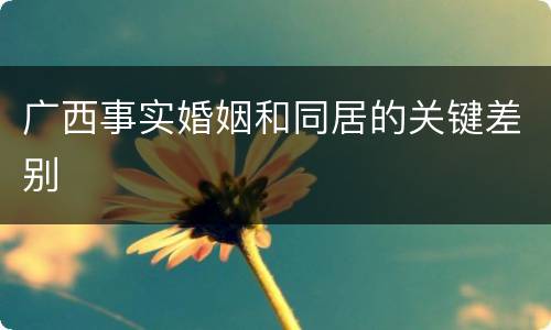 广西事实婚姻和同居的关键差别