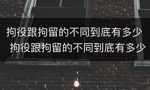拘役跟拘留的不同到底有多少 拘役跟拘留的不同到底有多少种