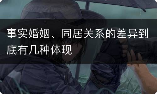 事实婚姻、同居关系的差异到底有几种体现