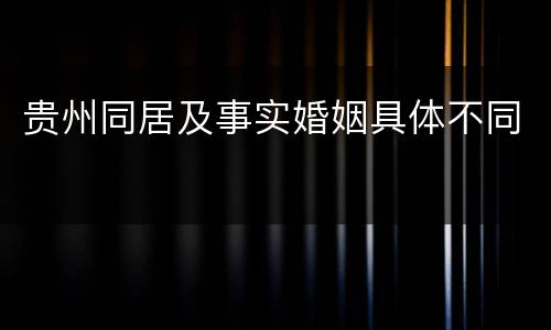 贵州同居及事实婚姻具体不同