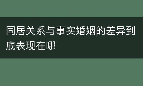 同居关系与事实婚姻的差异到底表现在哪