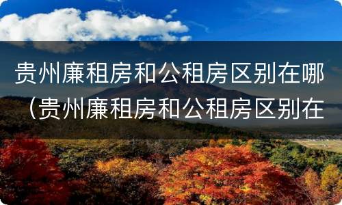 贵州廉租房和公租房区别在哪（贵州廉租房和公租房区别在哪里）