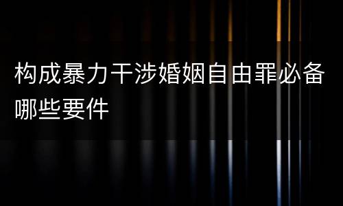 构成暴力干涉婚姻自由罪必备哪些要件