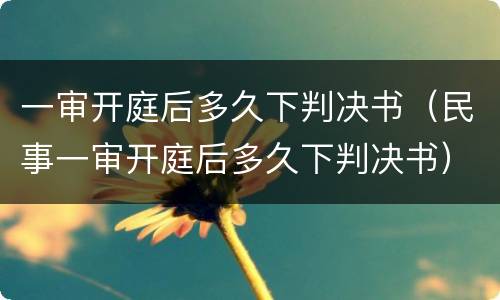 一审开庭后多久下判决书（民事一审开庭后多久下判决书）