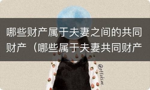 哪些财产属于夫妻之间的共同财产（哪些属于夫妻共同财产的范围 民法典）