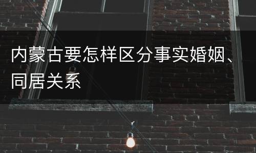 内蒙古要怎样区分事实婚姻、同居关系