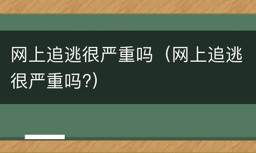 网上追逃很严重吗（网上追逃很严重吗?）