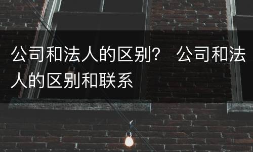 公司和法人的区别？ 公司和法人的区别和联系