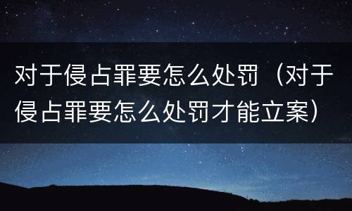 对于侵占罪要怎么处罚（对于侵占罪要怎么处罚才能立案）