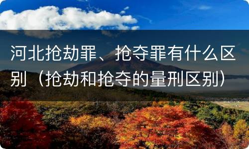 河北抢劫罪、抢夺罪有什么区别（抢劫和抢夺的量刑区别）