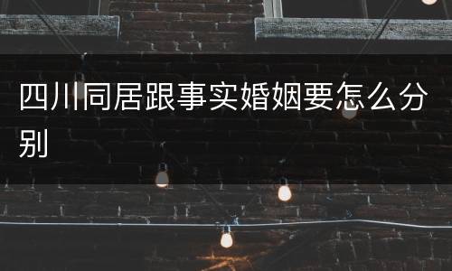 四川同居跟事实婚姻要怎么分别