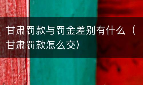 甘肃罚款与罚金差别有什么（甘肃罚款怎么交）