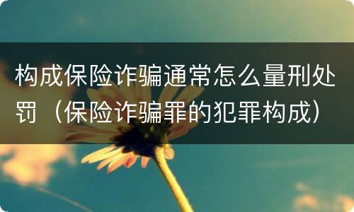 构成保险诈骗通常怎么量刑处罚（保险诈骗罪的犯罪构成）