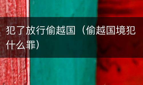 犯了放行偷越国（偷越国境犯什么罪）