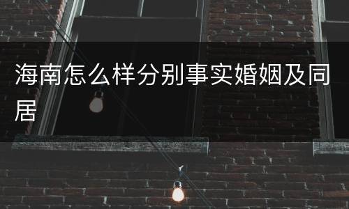 海南怎么样分别事实婚姻及同居