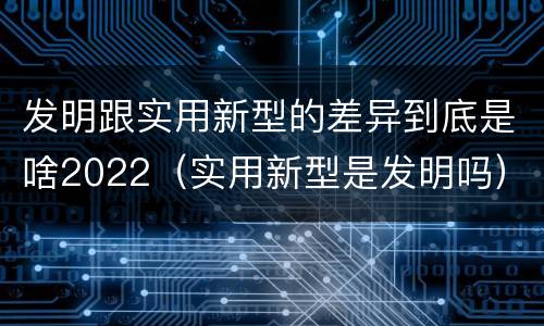 发明跟实用新型的差异到底是啥2022（实用新型是发明吗）