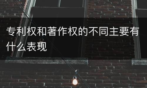 专利权和著作权的不同主要有什么表现