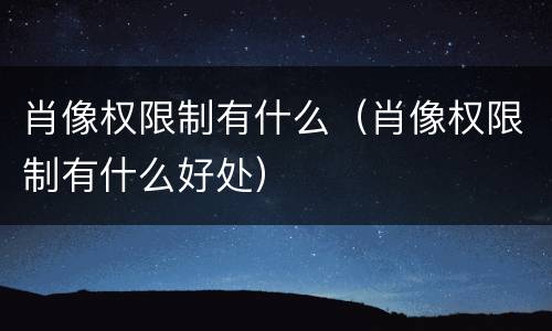 肖像权限制有什么（肖像权限制有什么好处）
