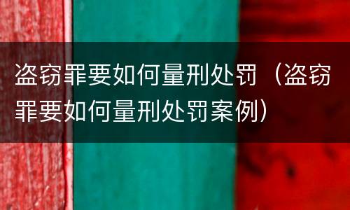 盗窃罪要如何量刑处罚（盗窃罪要如何量刑处罚案例）