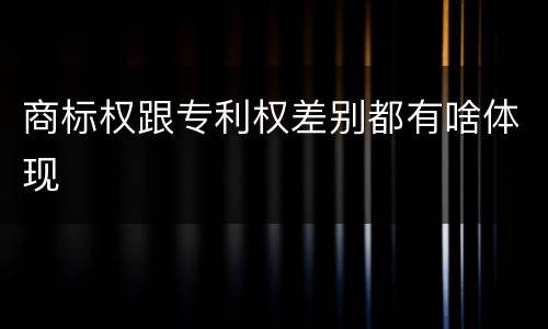 商标权跟专利权差别都有啥体现