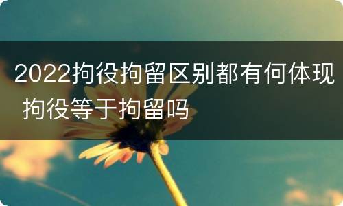2022拘役拘留区别都有何体现 拘役等于拘留吗