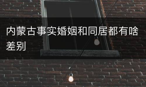 内蒙古事实婚姻和同居都有啥差别