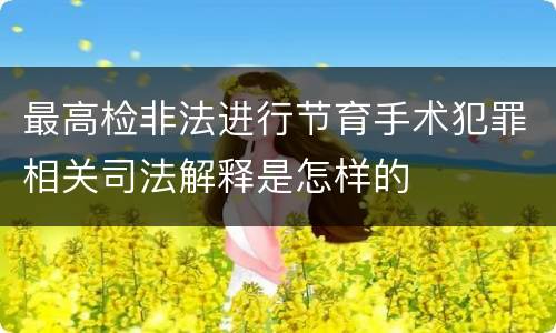 最高检非法进行节育手术犯罪相关司法解释是怎样的