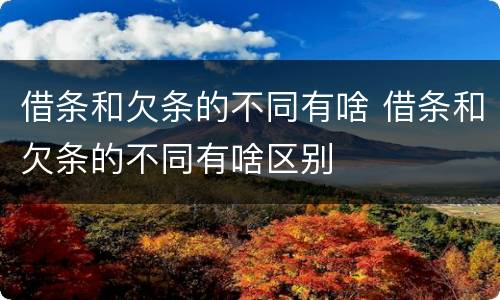 借条和欠条的不同有啥 借条和欠条的不同有啥区别