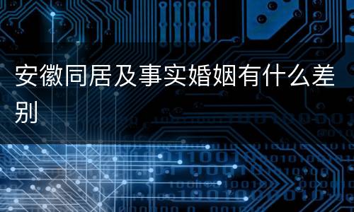 安徽同居及事实婚姻有什么差别