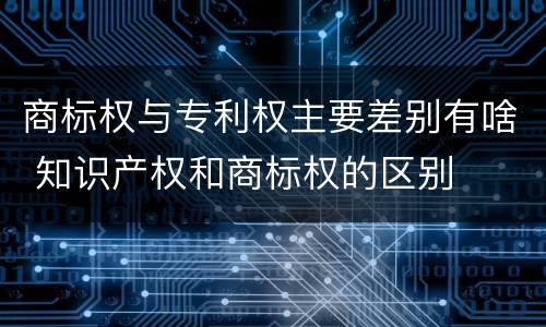 商标权与专利权主要差别有啥 知识产权和商标权的区别