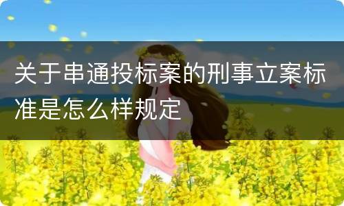 关于串通投标案的刑事立案标准是怎么样规定