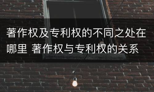 著作权及专利权的不同之处在哪里 著作权与专利权的关系