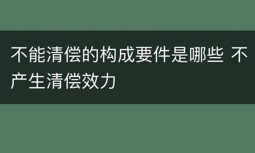 不能清偿的构成要件是哪些 不产生清偿效力