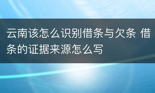 云南该怎么识别借条与欠条 借条的证据来源怎么写